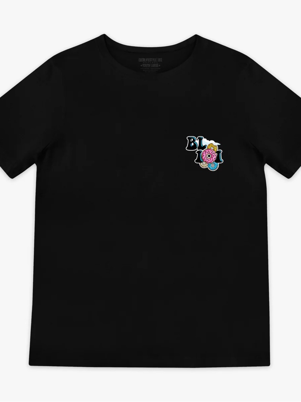 Black Short Sleeve Graphic Tee with Pocket Emblem - Kids